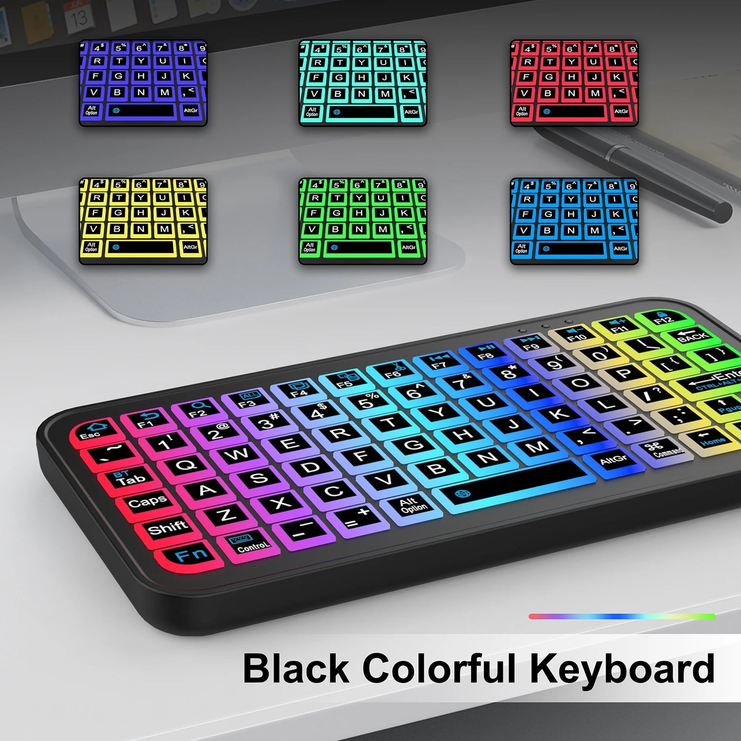 Bluetooth Wireless Keyboard for Tablet Phone Ipad Keyboard with Backlit Rechargeable Keyboard Mouse for IOS Android Window